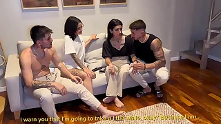 Dp foursome with couples swapping tattooed babes and big cocks